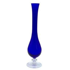 Vintage Royal Gallery Italian Lead Crystal Jessica Cobalt Blue Glass Vase 1997